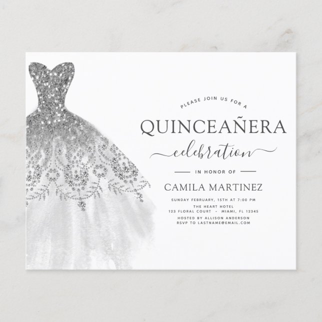 Budget Quinceanera Parties scintillant blanche et  (Devant)