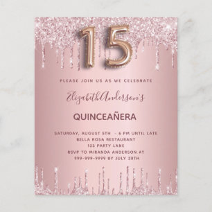 BUDGET Quinceanera poussiéreux rose parties scinti