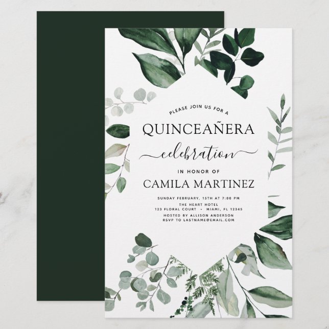 Budget Quinceanera Printemps Botanique Verdure (Devant / Derrière)