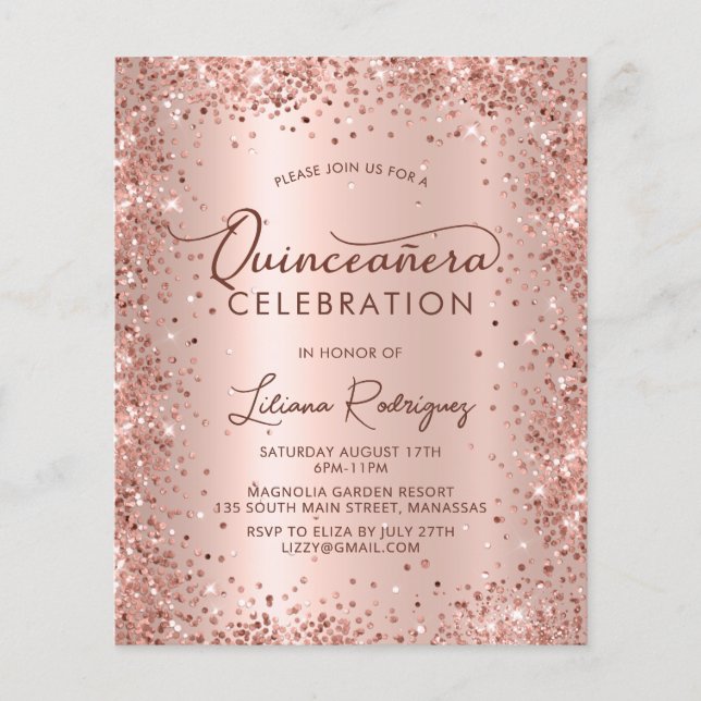 Budget Quinceanera Rose Gold Parties scintillant I (Devant)