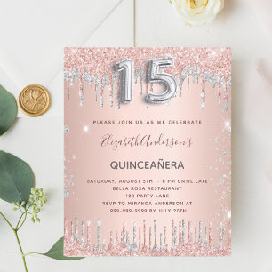 Budget Quinceanera rose or argent parties scintill