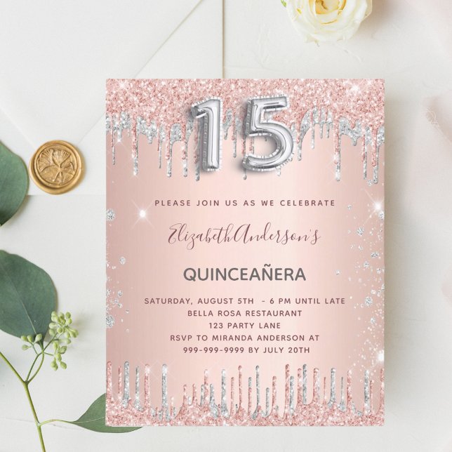 Budget Quinceanera rose or argent parties scintill (Créateur téléchargé)