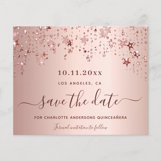 Budget Quinceanera rose or blush Enregistrer la da (Devant)