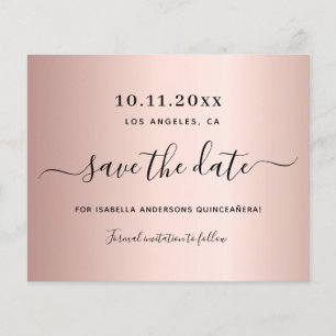 Budget Quinceanera rose or enregistrer la date