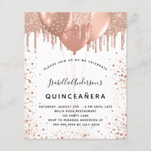 Budget Quinceanera rose or parties scintillant inv