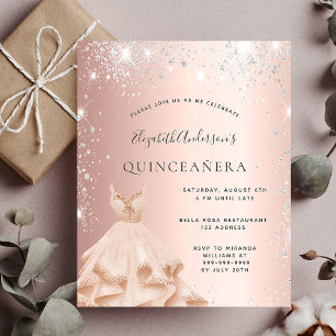 Budget Quinceanera rose or parties scintillant inv