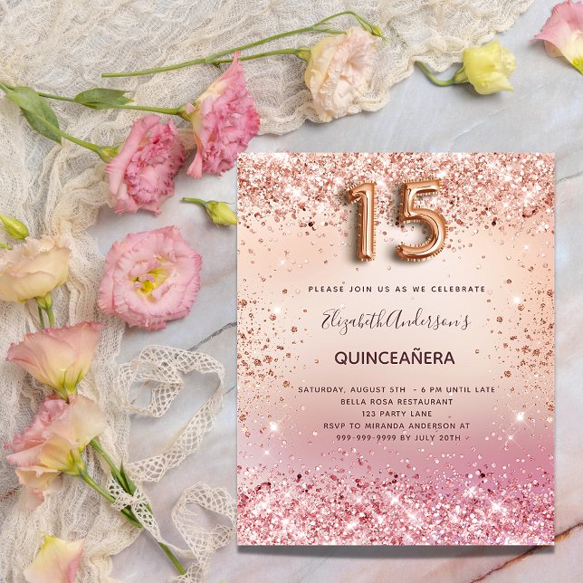 Budget Quinceanera rose or rousse parties scintill (Créateur téléchargé)