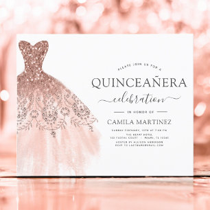 Budget Quinceanera Rose Pâle - Paillettes Or Rose