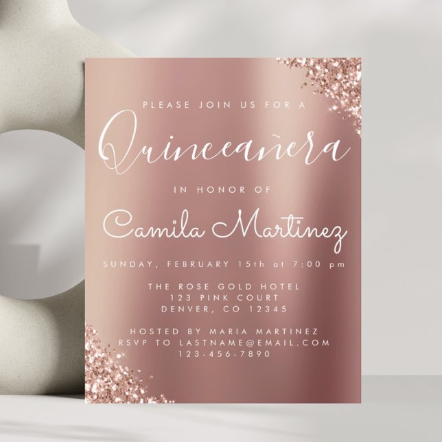 Budget Quinceanera Rose Pâle - Paillettes Or Rose (Créateur téléchargé)