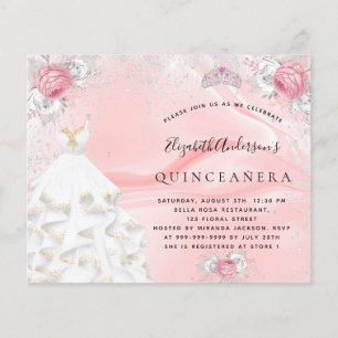 Budget Quinceanera rose pâle robe de parties scint