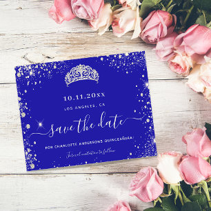 Budget Quinceanera royal bleu argent date de sauve