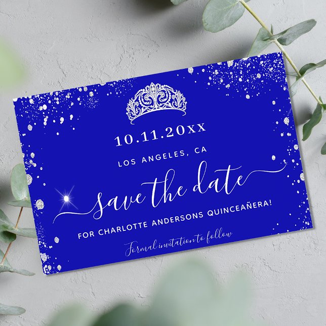 Budget Quinceanera royal bleu argent date de sauve (Créateur téléchargé)