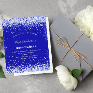 Budget Quinceanera royal bleu blanc invitation