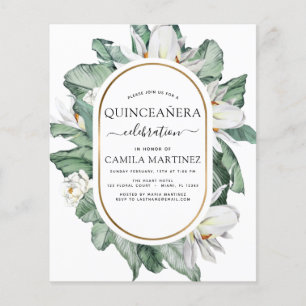 Budget Quinceañera Tropical Magnolia Invitation