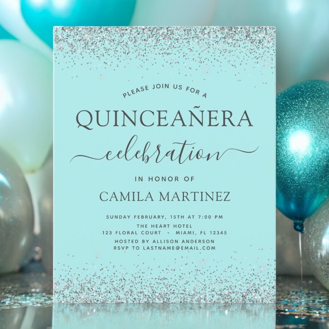 Budget Quinceanera Turquoise Bleu Parties scintill (Créateur téléchargé)