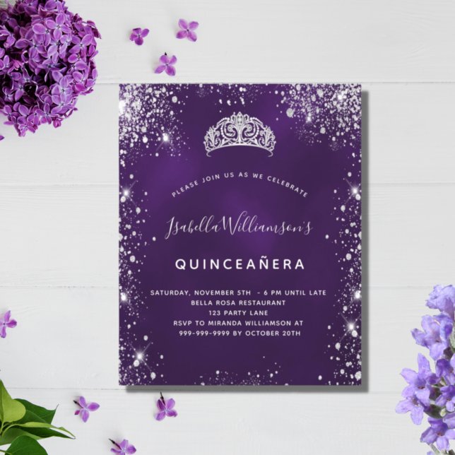 Budget Quinceanera violet argent parties scintilla (Créateur téléchargé)