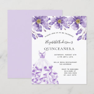 Budget Quinceanera violet robe blanche floral