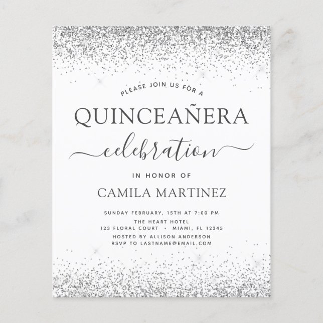 Budget Quinceanera White Silver Parties scintillan (Devant)