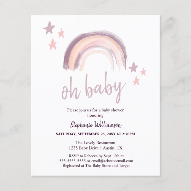 Budget Rainbow Boho oh bébé Baby shower rose (Devant)