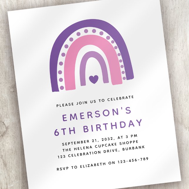Budget Rainbow Invitation de fête d'anniversaire p (Créateur téléchargé)