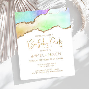 Budget Rainbow Pastel Gold Agate Géode Anniversair