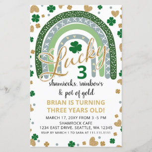Budget Rainbow St Patrick Boy Invitation d'anniver