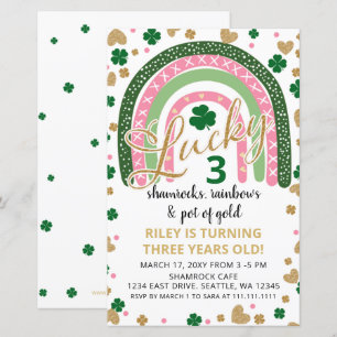 Budget Rainbow St Patrick Girl Birthday Invitation