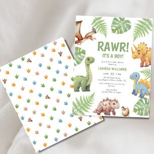 Budget Rawr Son A Boy Dinosaur Baby showers Invita