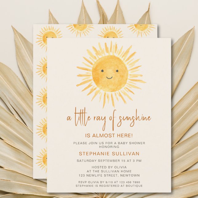 Budget Ray of Sunshine Baby shower Invitation (Créateur téléchargé)
