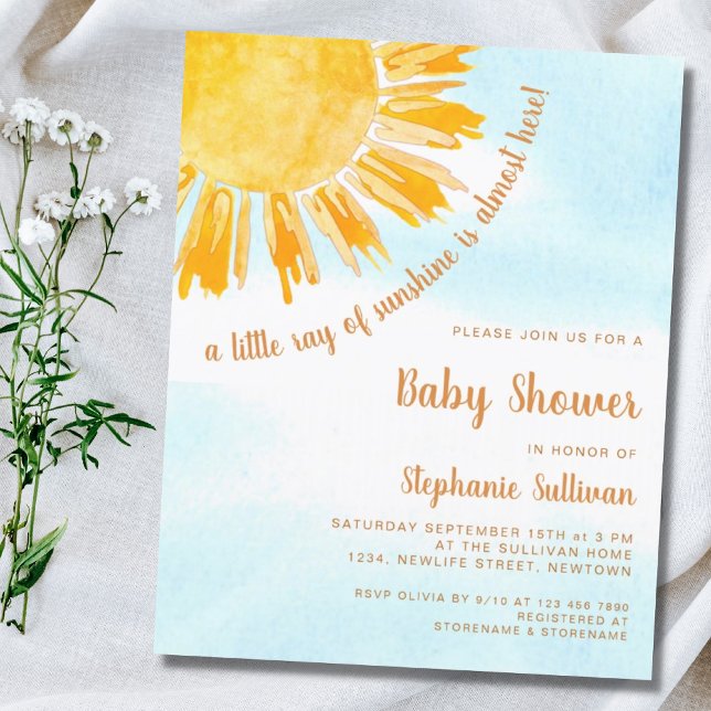 Budget Ray of Sunshine Boho Baby shower Invitation (Créateur téléchargé)