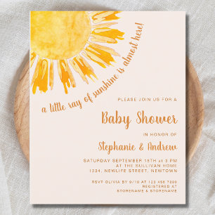 Budget Ray of Sunshine Couples Baby shower Invitat