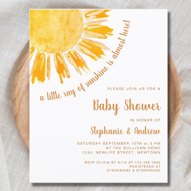 Budget Ray of Sunshine Couples Baby shower Invitat (Créateur téléchargé)