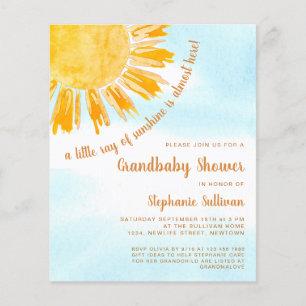 Budget Ray of Sunshine Grandbaby Shower Invitation