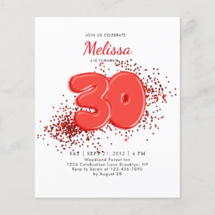 BUDGET Red 30th Balloons Confetti Adulte Anniversa