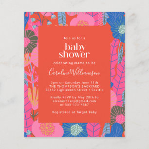 Budget Red Boho Floral Baby shower élégant Invitat