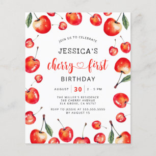 Budget Red Cherry Invitation pour le premier anniv