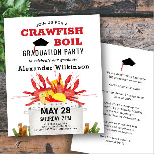BUDGET Red Crawfish Boil GRAD Party Invitation