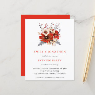 BUDGET Red Florals Mariage Soirée Invitation
