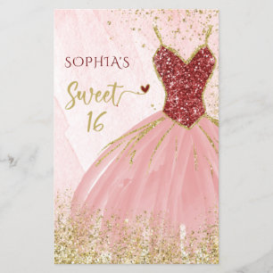 Budget Red Gold Robe Sweet 16 Invitation