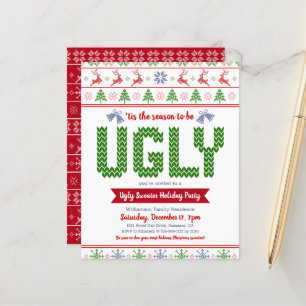 Budget Red Green Ugly Sweater Invitation de fête d