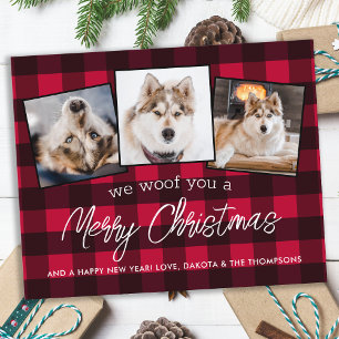 Budget Red Plaid Custom Pet Chien Photo Noël