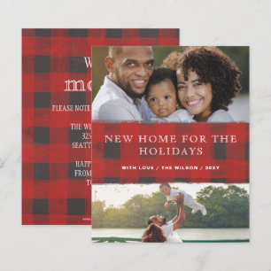 Budget Red Plaid New Home Photo Holiday Card
