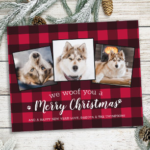 Budget Red Plaid Pet Photo Collage Chien vacances
