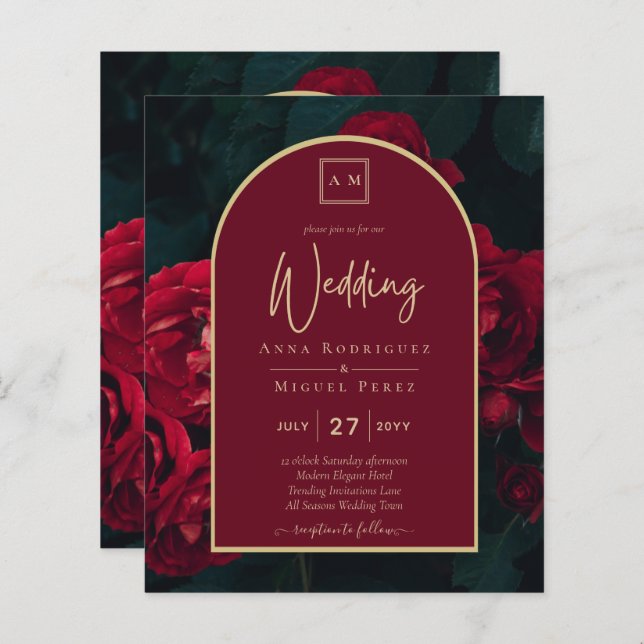 BUDGET Red Roses ForêtVert Mariage d'hiver INVITAT (Devant / Derrière)