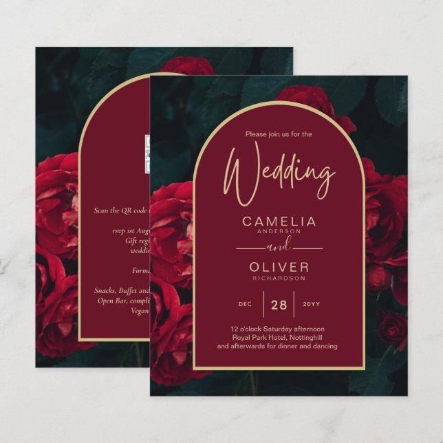 BUDGET Red Roses ForêtVert Mariage d'hiver INVITAT (Devant / Derrière)