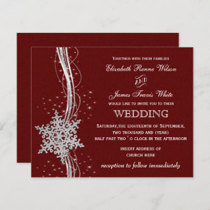 Budget Red Silver Snowflake Faire-part de mariage
