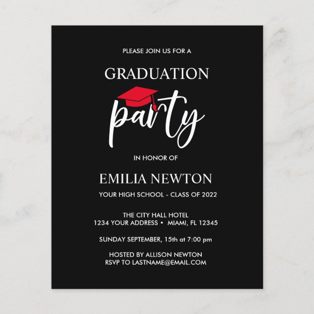 Budget Red Tassel Graduation Cap Black Party (Devant)