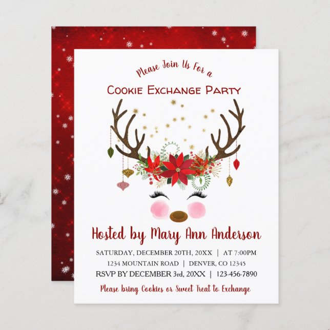 Budget Reinder Christmas Cookie Exchange Party (Devant / Derrière)