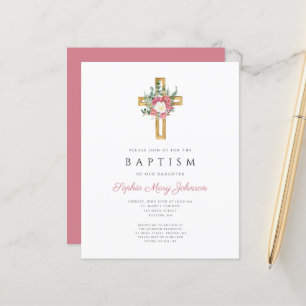 Budget Religieux Croix rose Floral Girl Baptism
