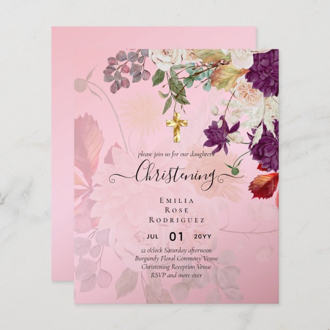 BUDGET REMERCIER LES Invitations Baptême Bautizo B (Devant / Derrière)